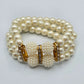 White Bead Pearl Gold Stretch Boho Costume Elastic Bracelet Fashion Jewelry