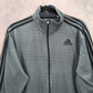 Adidas Gray Stripe Active Sports Full Zip Light Track Suit Coat Jacket Large L