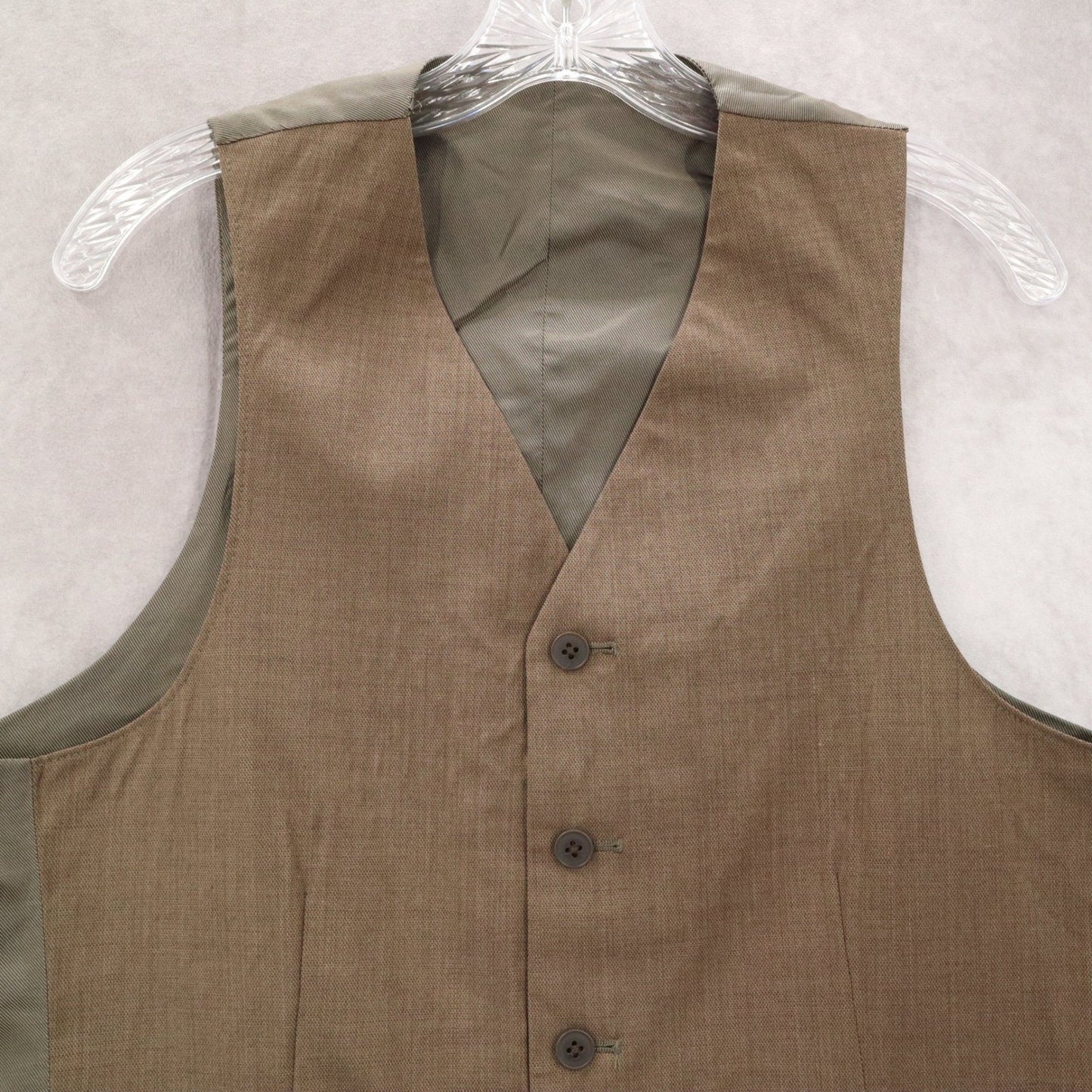 Brown 5 Button Welt Pocket Round Waistcoat Tuxedo Suit Vest Wool Small 37R 30W