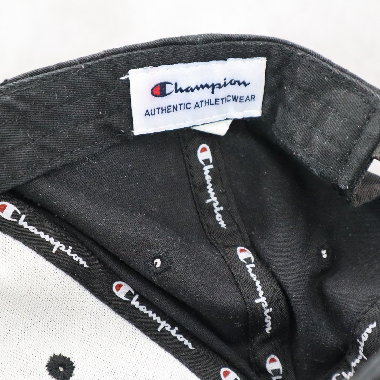 Champion Black Authentic Athleticwear Adjustable OSFM Cotton Baseball Cap Hat