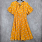 Ann Taylor Loft Yellow Floral Flare Flirt Knee Length Extra Small XS