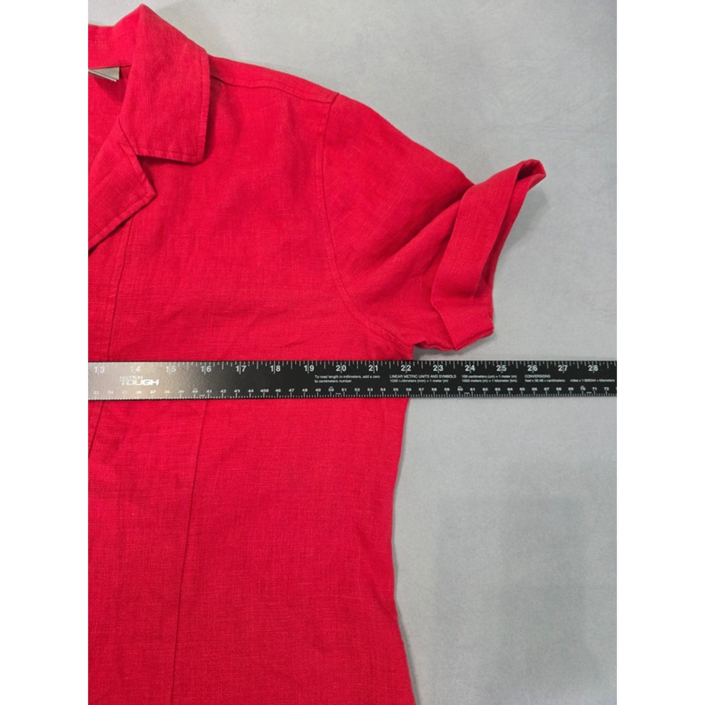 Chico's Red 100% Linen Button Up Top Large Size 2