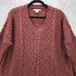 Natural Reflection Red Pullover Knit Long Sleeve Cardigan Sweater Medium