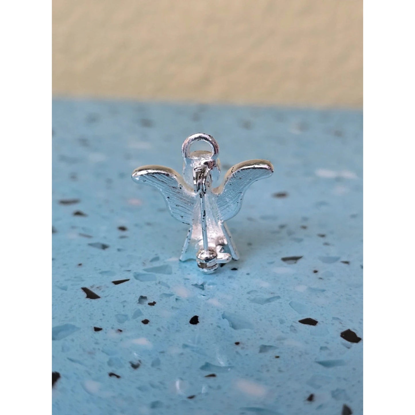 Silver Angel with Red Stone Brooch Pin