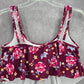Summer Mae Purple Floral Bikini Swimwear Ruffle Cropped Top L Large