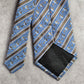 Karako Collection Blue Stripe Floral Executive Geometric Silk Neck Tie Men's