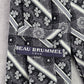 Beau Brummel Black Silver Gray Floral Stripe Silk Executive Neck Tie Men's