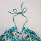 Reel Legends Blue Tropical Shell Tie Swim Sports Bra Beach Bikini Top M Medium