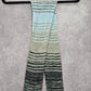 Gray Green Blue Fringe Stripe Tassels Y2K VTG Wrap Shawl Cable Knit Scarf