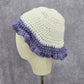 Vintage Y2K Crochet Festival Kawaii Purple White Knit Beanie Floral Funky Hat