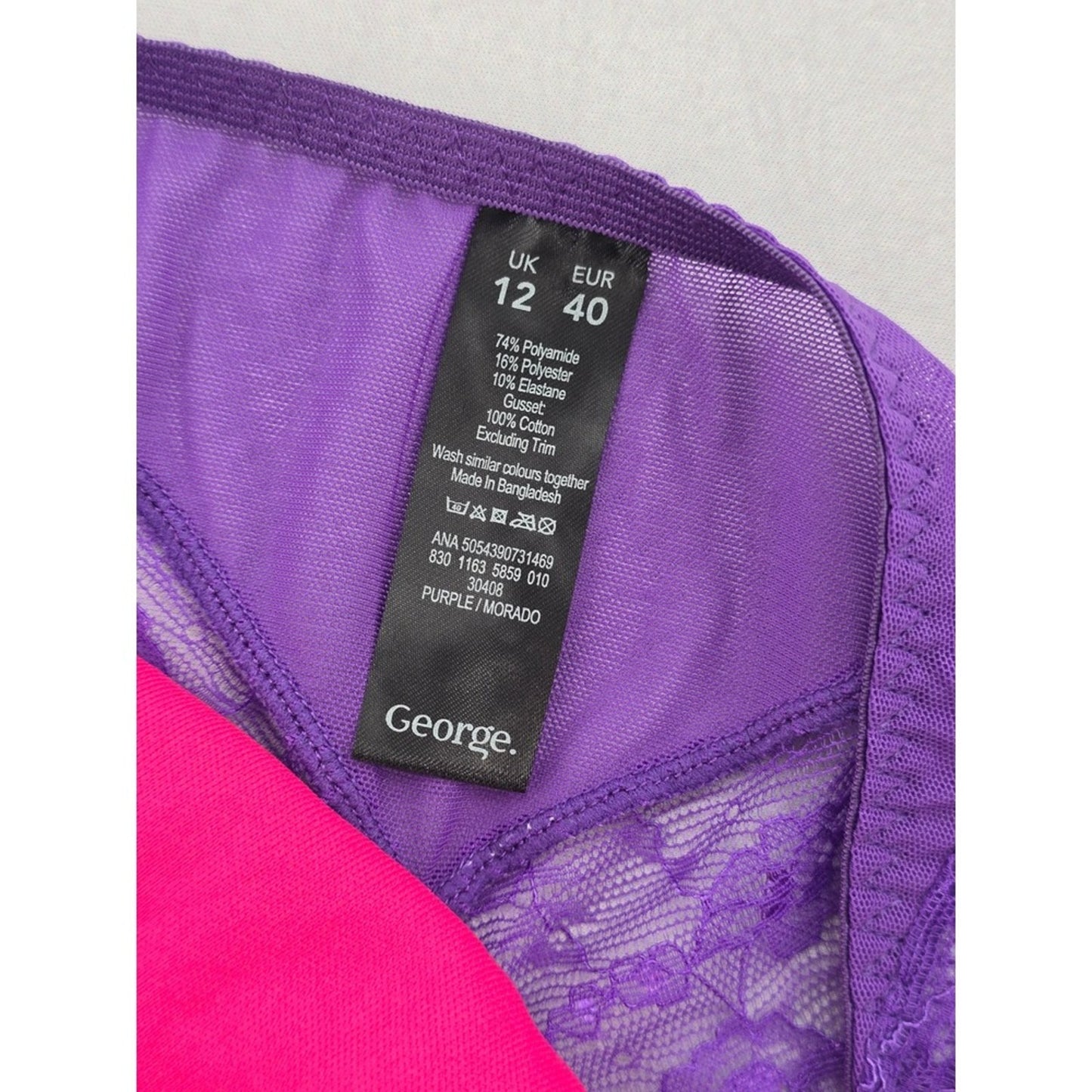 Purple Lace Floral Cute Pink Bow George Panties Large 12