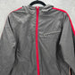 Tek Gear Gray Red Full Zip Hooded Track Windbreaker Jacket Coat Large L 14/16