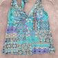 Mossimo Blue Multi Print Floral Halter Tie Swimwear Tankini Tank Top Medium M