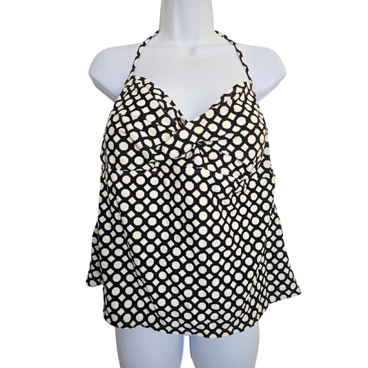 Beach Resort Halter Catalina Black Geometric Swimsuit Coverup Tankini Plus XL