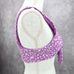 Purple White Floral Tie Front Padded Bikini Top Swimwear Medium