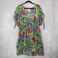 Boho Floral Swirl Sheer Festival Beach VTG Colorful Tunic Cover Up Dress L Large