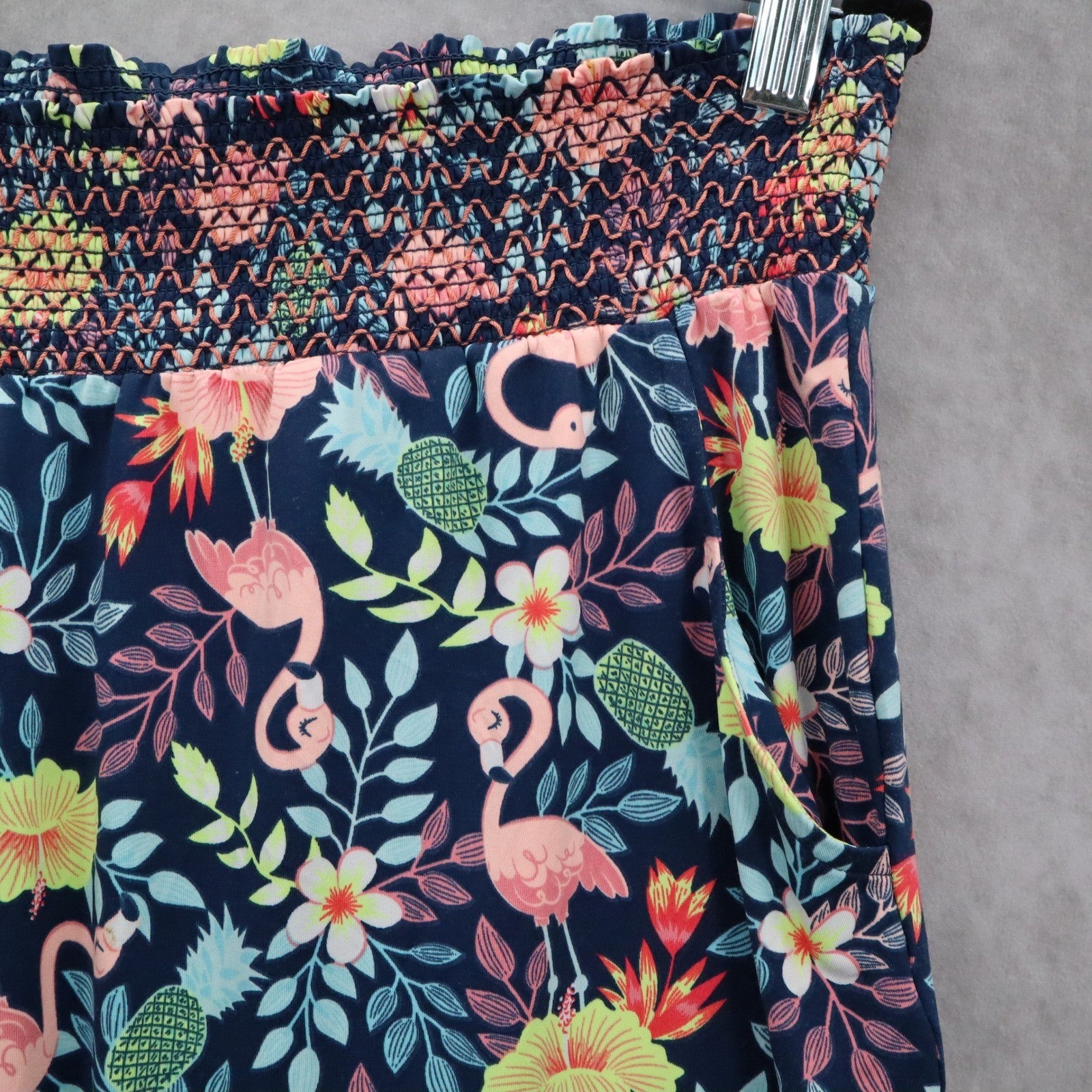 Secret Treasures Blue Floral Wide Leg Boho Pull On Trousers Pant XL Extra Large