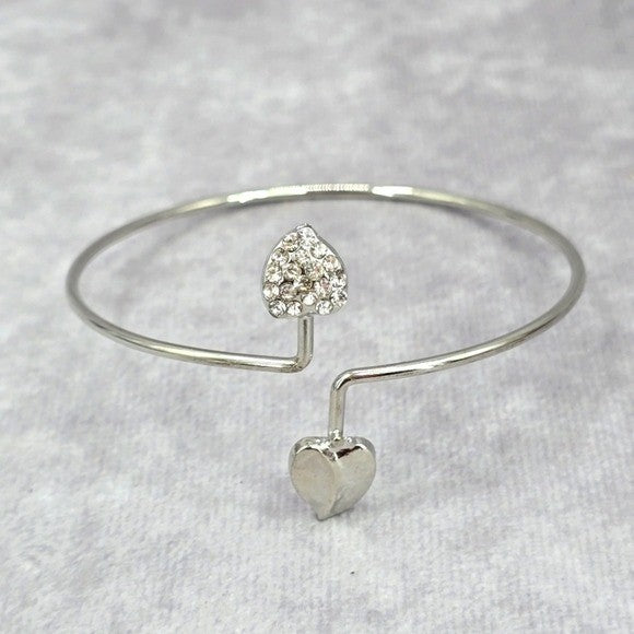 Silver Slim Heart Leaf Circle Cuff Bracelet Boho Retro Fashion Jewelry JB2-73