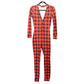 Chicme Red Buffalo Checker Reindeer Merry Christmas Adult Jumpsuit Pajamas Small