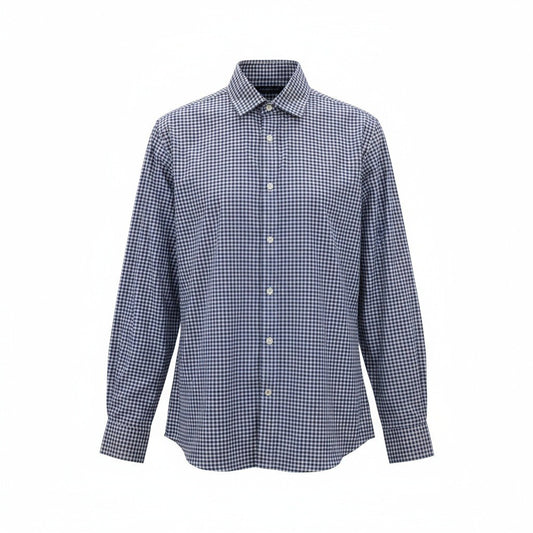 Tommy Hilfiger Blue Plaid Button Down Cotton Dress Slim Fit Shirt Mens Large