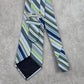 Stafford Blue Green Stripe Repp Geometric Executive Silk Neck Tie Men's