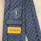 YSL Blue Gold Stripe Plaid Executive Silk Italy Neck Tie Men