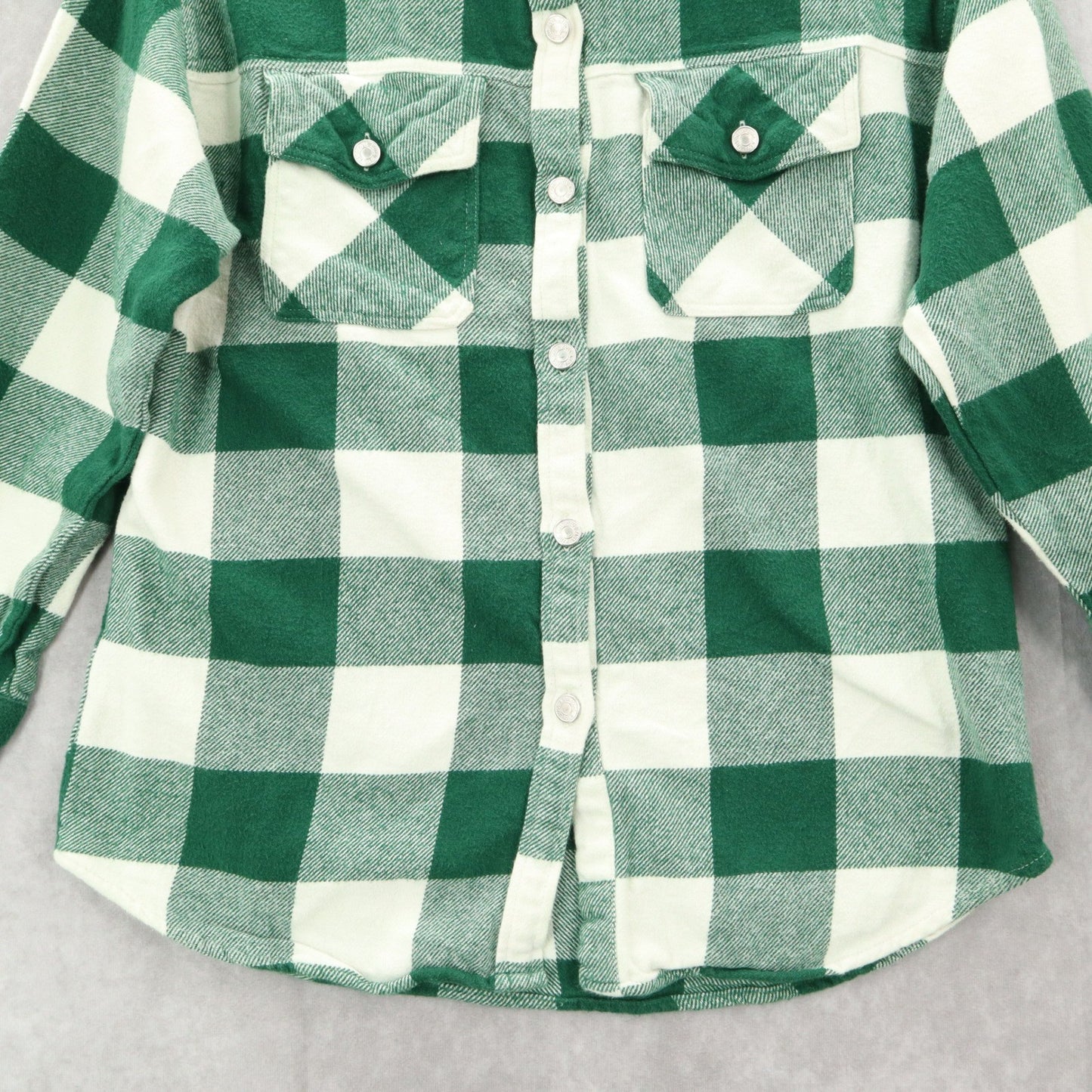 Zara Kids Green Flannel Plaid Long Sleeve Button Up Western Utility Shirt Small