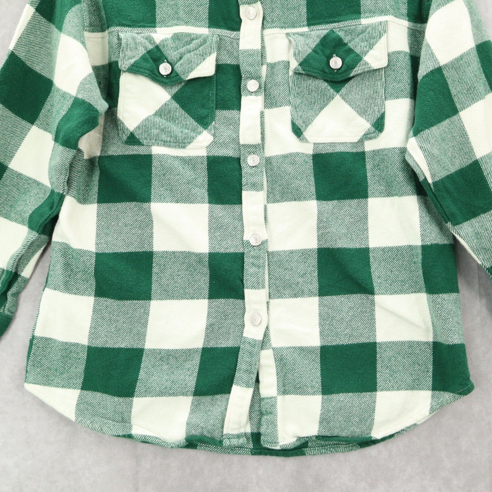 Zara Kids Green Flannel Plaid Long Sleeve Button Up Western Utility Shirt Small