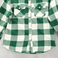 Zara Kids Green Flannel Plaid Long Sleeve Button Up Western Utility Shirt Small