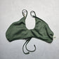 Mae Green Ribbed Ties Swim Boho Sports Bra Beach Bralette Bikini Top L Large