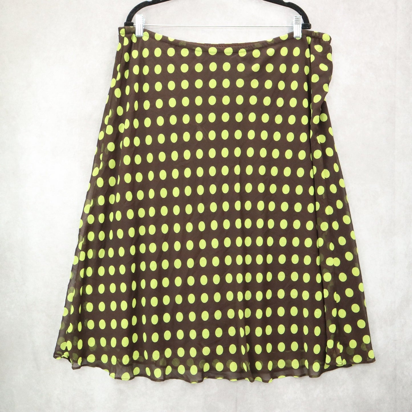 Dressbarn Brown Polka Dot Flare Retro Preppy Business Casual Skirt Plus 20W