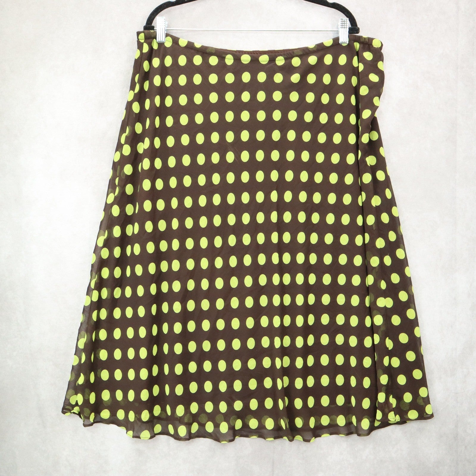 Dressbarn Brown Polka Dot Flare Retro Preppy Business Casual Skirt Plus 20W