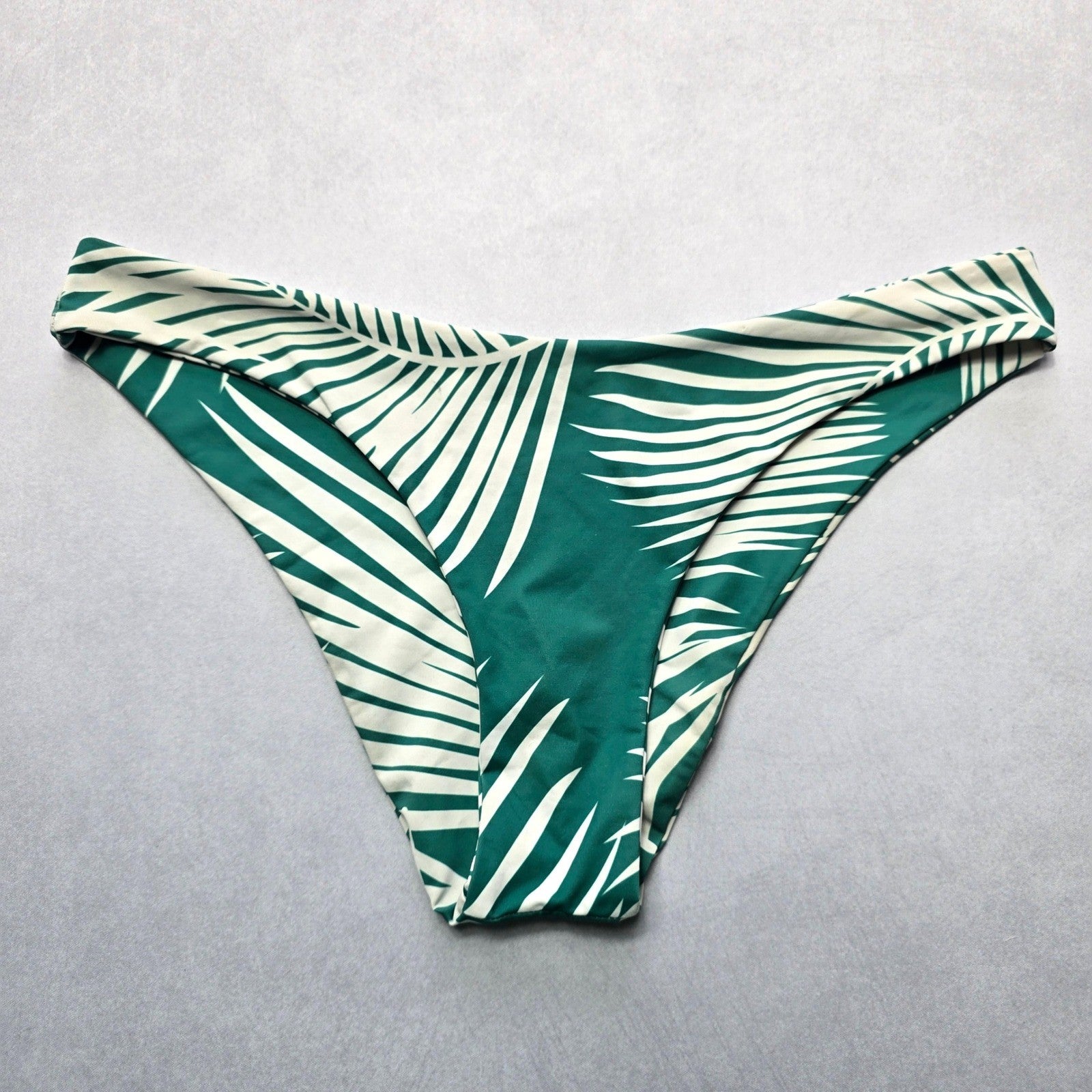 Green Leaf Tropical Swim Beach Cheeky Flirty Boho Bikini Bottom L Large