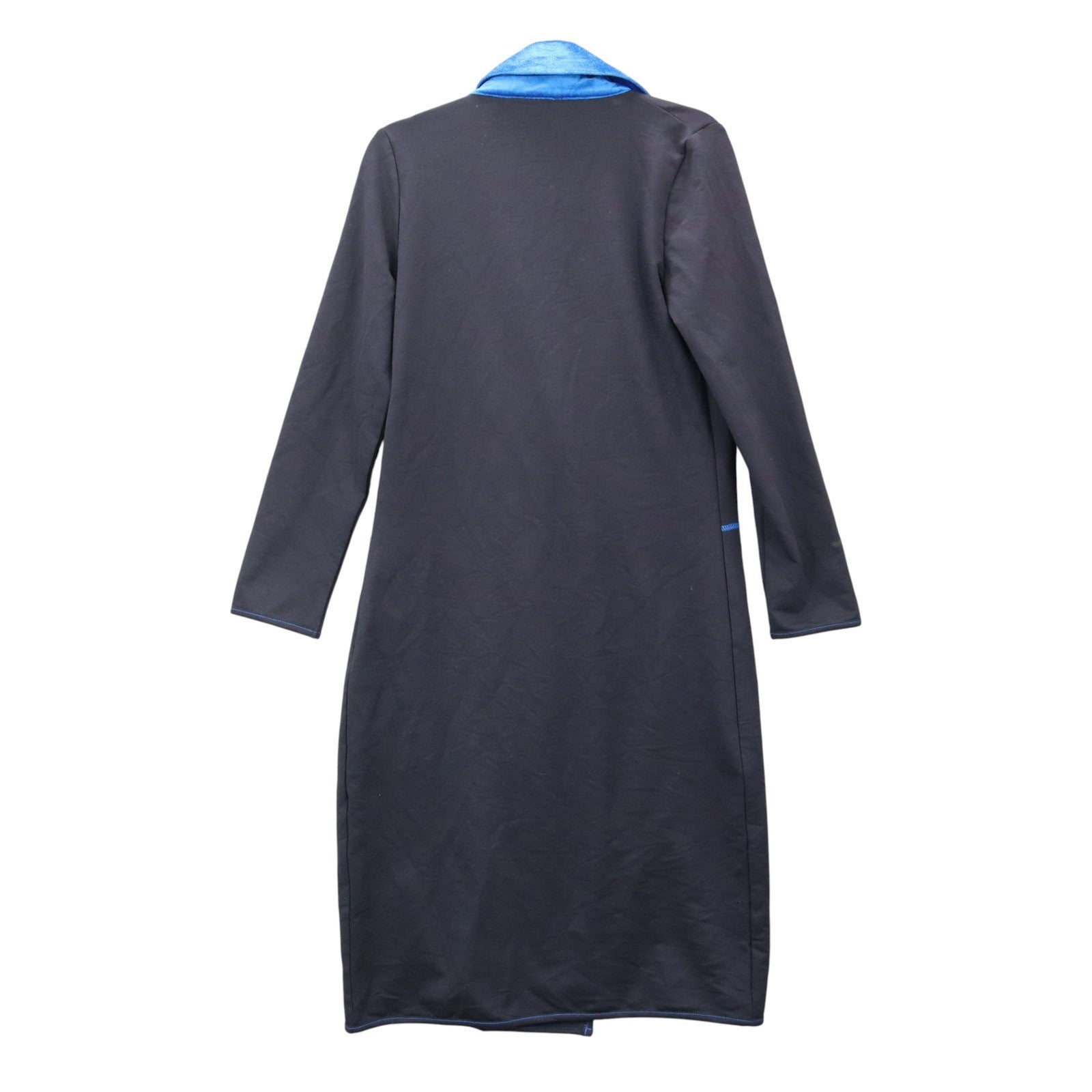 Zentoni Black Peak Lapel Blue Collar Flap Pocket Regency Trench Coat Jacket M