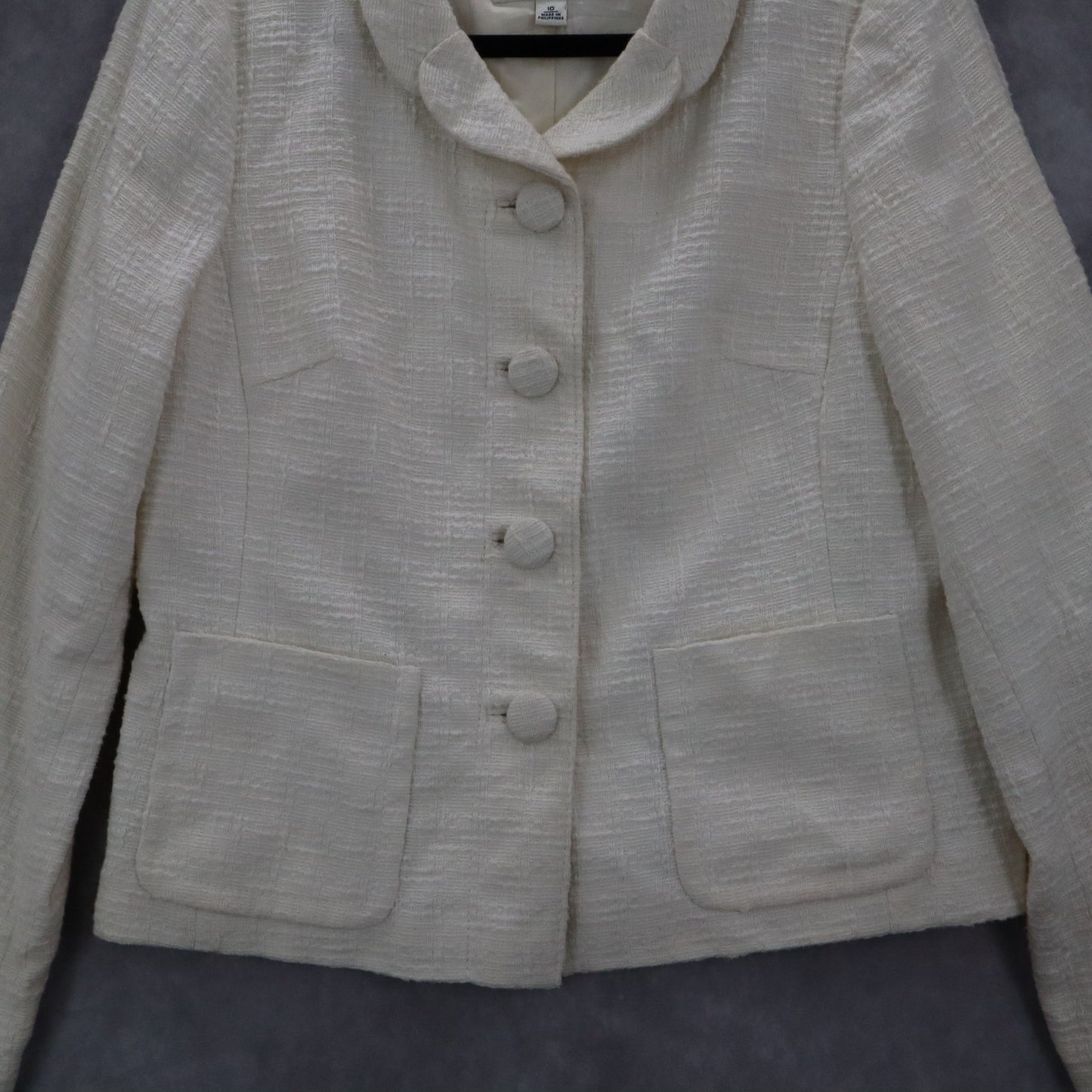 Banana Republic White Ecru Formal Clover Check Cotton Suit Coat Jacket Blazer 10