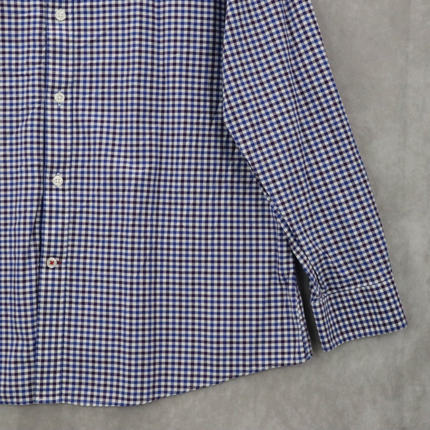 Tommy Hilfiger Blue Plaid Button Down Cotton Dress Slim Fit Shirt Mens Large