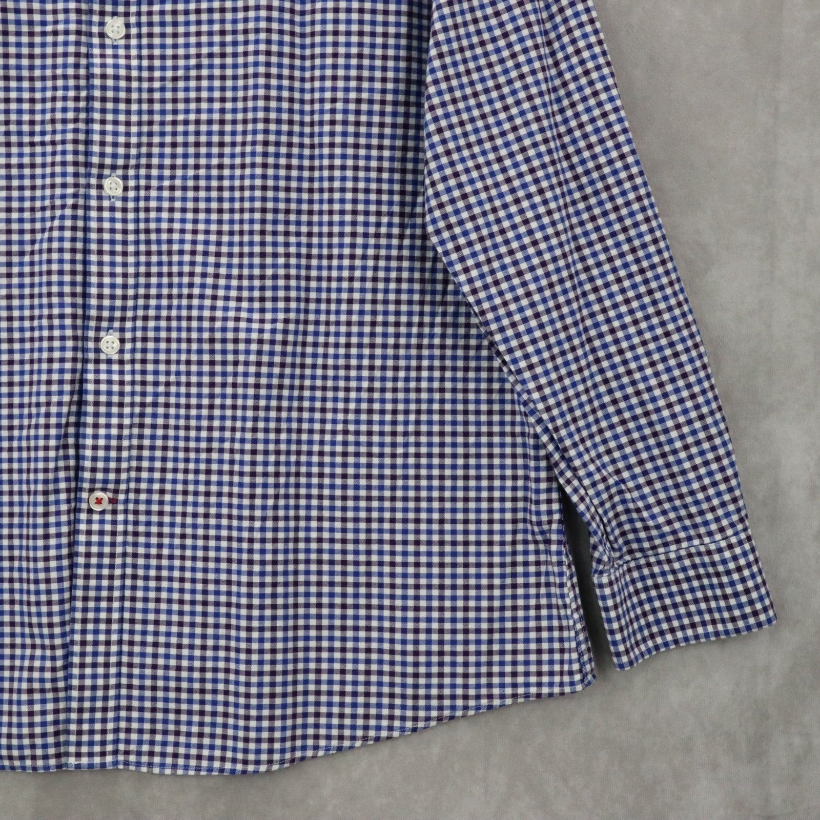 Tommy Hilfiger Blue Plaid Button Down Cotton Dress Slim Fit Shirt Mens Large