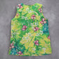 Maggie Sweet Yellow Green Floral Preppy Flirty Sleeveless Blouse Top S Small