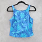 Blue Floral Swim Beach Boho Sports Bra Crop Summer Tank Tankini Top S Small