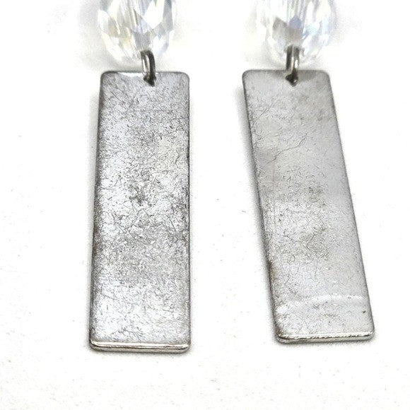 Silver Tarnished Tone Bead Bar Dangle Hook Earrings Fashion Jewelry E25