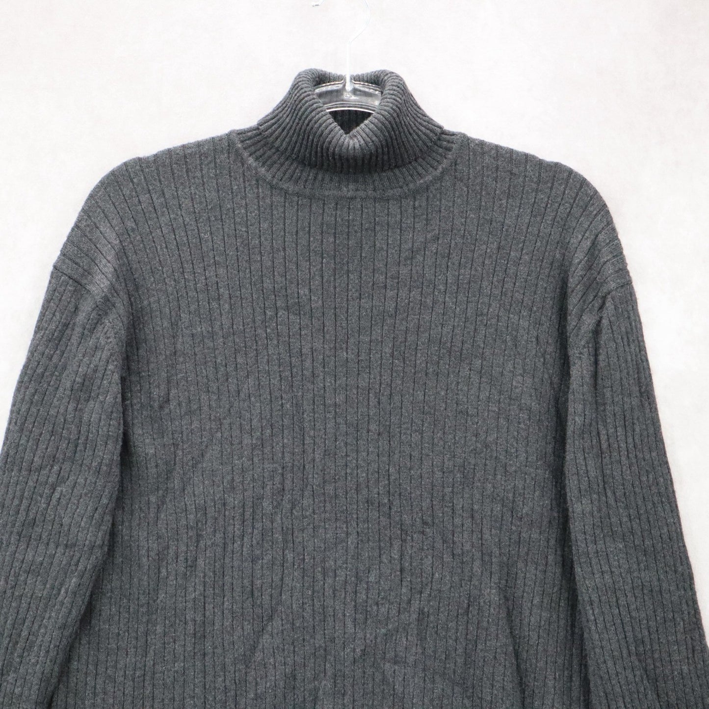 J Ferrar Gray Ribbed Turtleneck Sweater Knit Pullover Classic Minimalist Medium