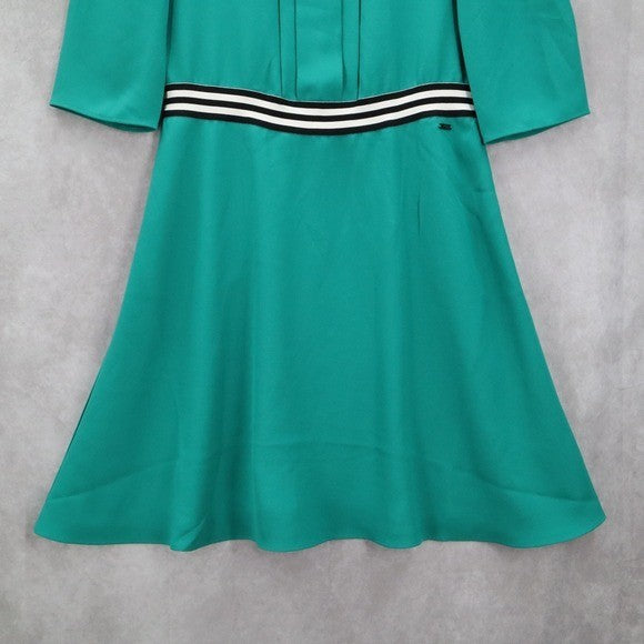 Armani Exchange Green Flare Knee Length Stripe Preppy Classic Dress 10 Medium