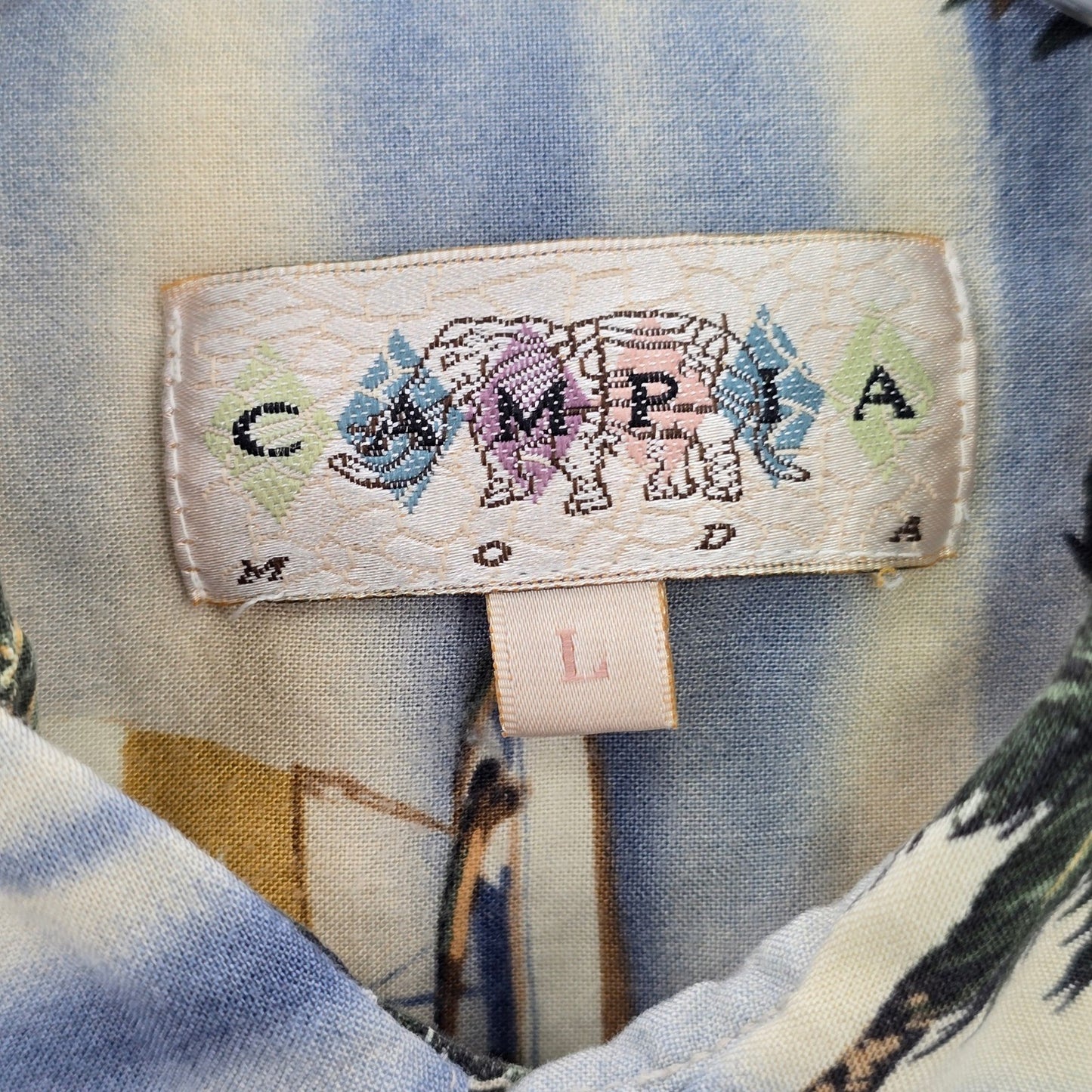 Campia Moda Beach Palm Tropical Surf Island Vintage Relax Hawaiian Shirt L