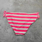 Gianni Bini Pink Stripped Bikini Bottom Swimwear Swimsuit Size Large