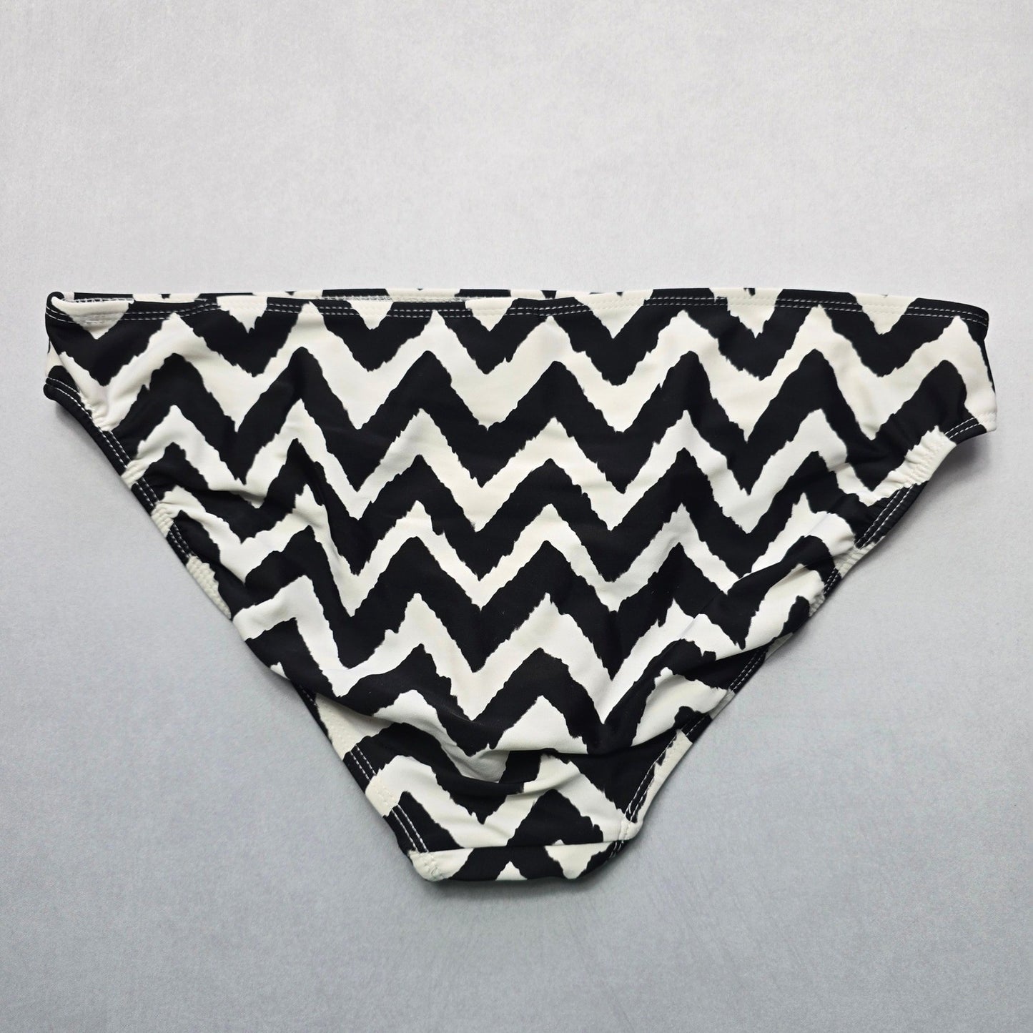 Catalina Black White Chevron Swim Beach Cheeky Flirty Bikini Bottom L Large