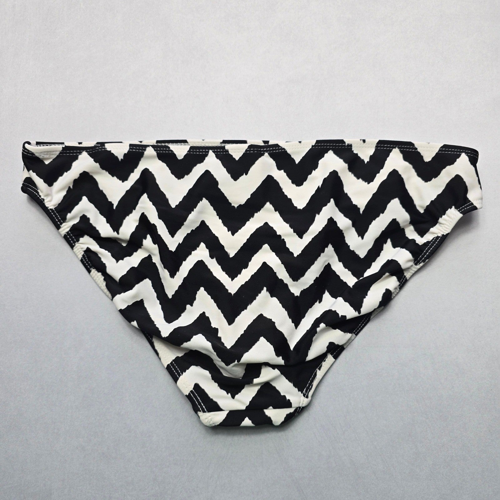 Catalina Black White Chevron Swim Beach Cheeky Flirty Bikini Bottom L Large