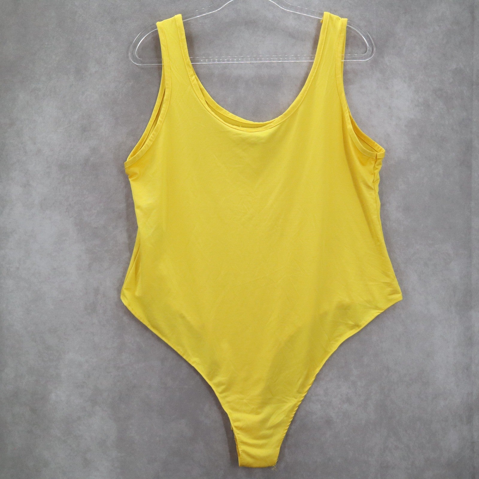 Rouge Collection Yellow Stretch Bodysuit Swim One Piece Bathing Suit Plus 3X