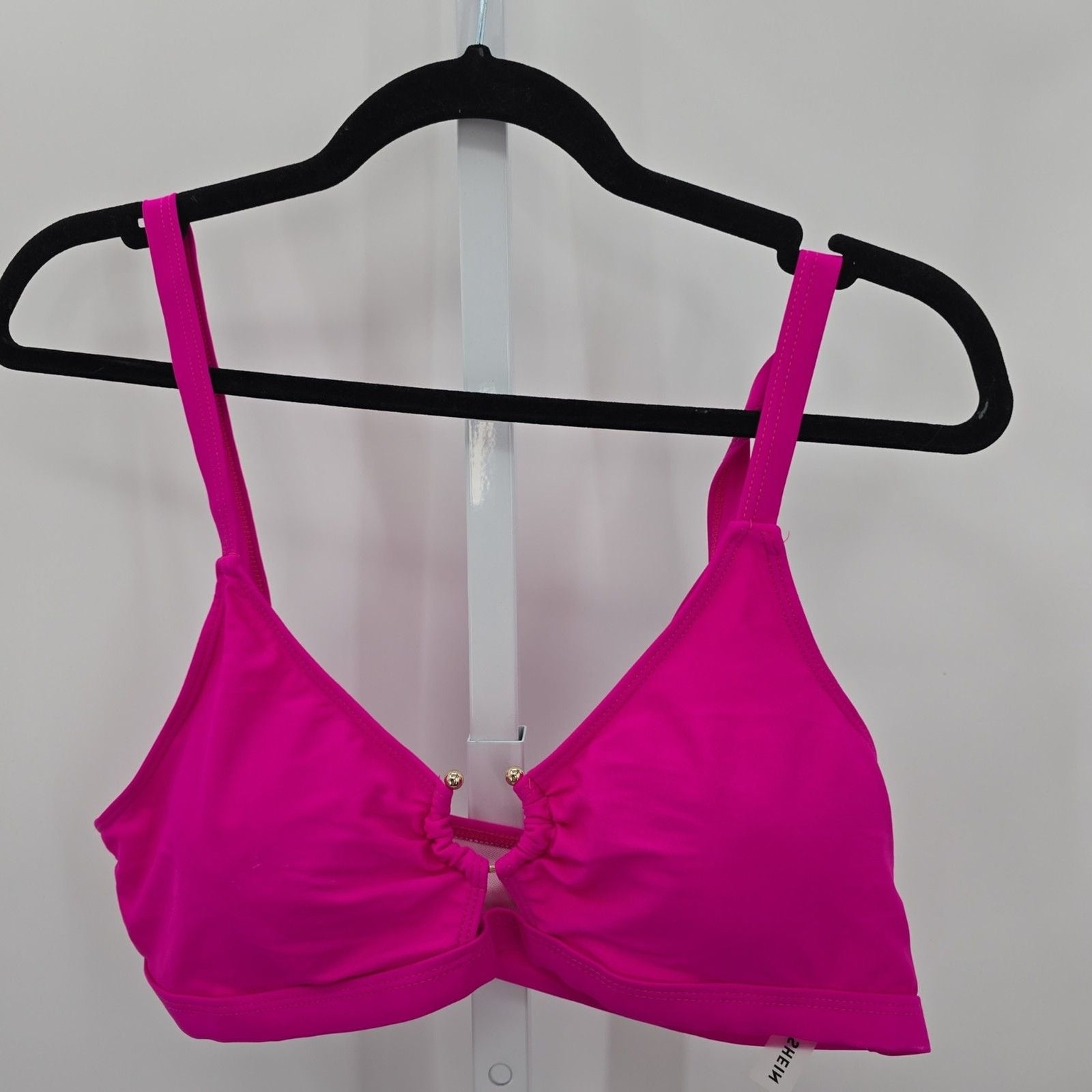 Shein Pink Bikini Top Padded Bra Swimwear Adjustable Strap Swimsuit Size 1XL