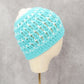 Blue Cable Knit White Handmade Y2K Vintage Cozy Winter Beanie Cap Hat