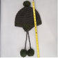 Gray Crochet Cable Knit Pom Pom Bucket Y2K Vintage Beanie Cap Hat